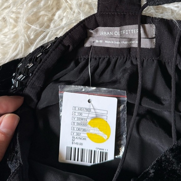 Urban Outfitters Dahlia Embroidered Beaded Velvet Maxi Dress Black NWT - Picture 9 of 9